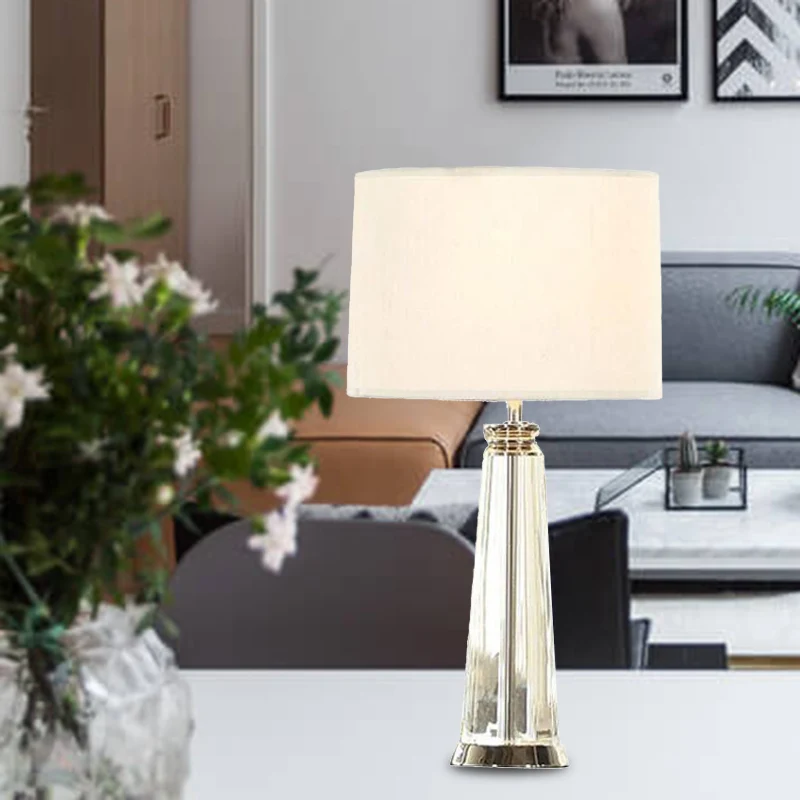 Lampe de table conique Simplicity en cristal transparent, 1 ampoule, lampe de lecture blanche, 12"/14" de large Clearhalo