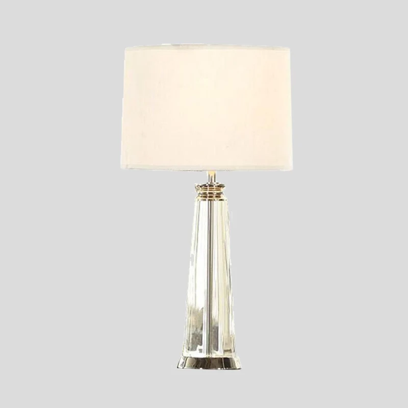 Lampe de table conique Simplicity en cristal transparent, 1 ampoule, lampe de lecture blanche, 12"/14" de large Clearhalo