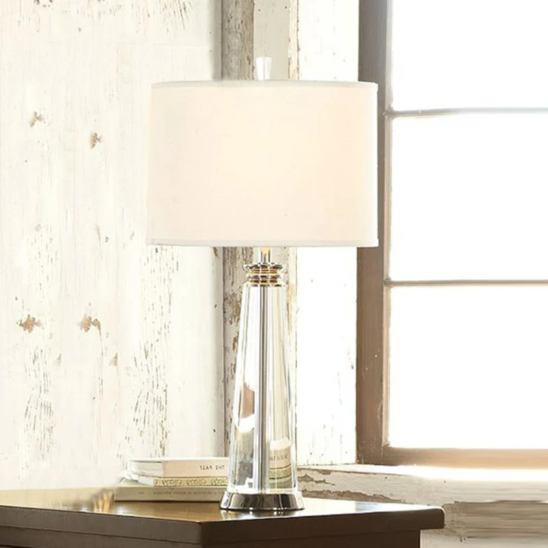 Lampe de table conique Simplicity en cristal transparent, 1 ampoule, lampe de lecture blanche, 12"/14" de large Clearhalo