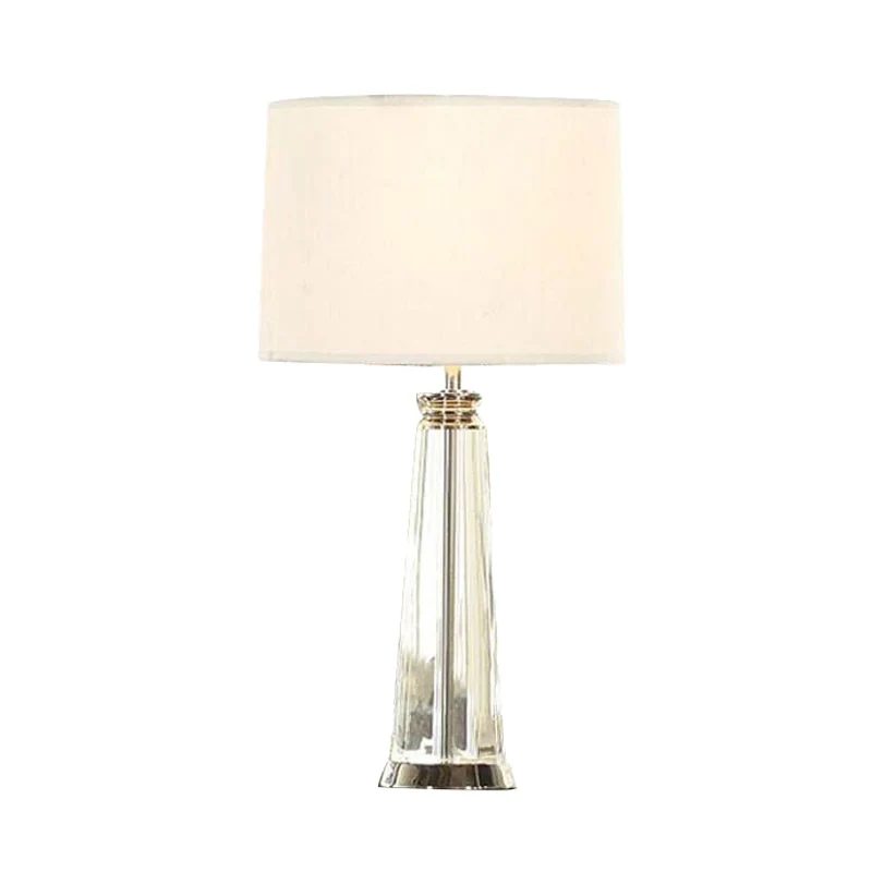 Lampe de table conique Simplicity en cristal transparent, 1 ampoule, lampe de lecture blanche, 12"/14" de large Clearhalo