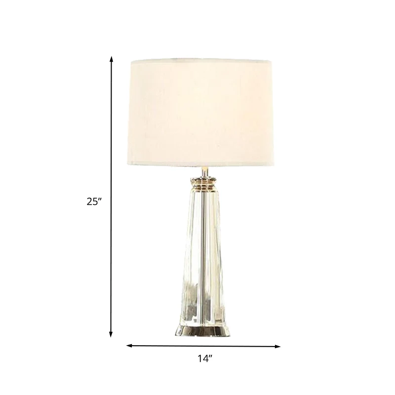 Lampe de table conique Simplicity en cristal transparent, 1 ampoule, lampe de lecture blanche, 12"/14" de large Clearhalo