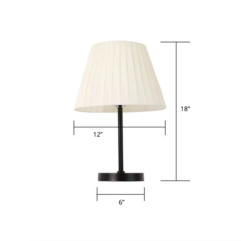 Lampe de table conique en tissu plissé, style simple, lampe de chevet à 1 ampoule pour chevet Clearhalo