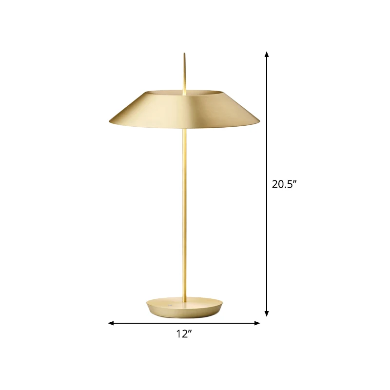 Lampe de table contemporaine à 1 ampoule pour salle d'étude, lampe de nuit dorée avec abat-jour conique en métal Clearhalo