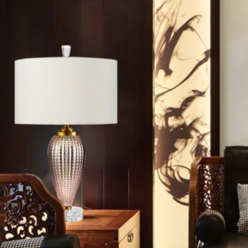 Lampe de table contemporaine à 1 tête, cylindre blanc, petite lampe de bureau avec abat-jour en tissu Clearhalo