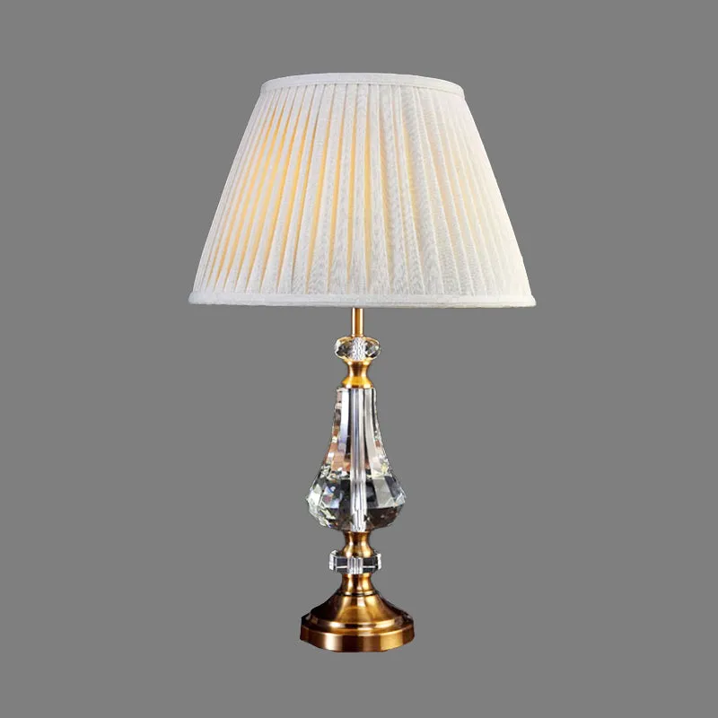 Lampe de table courbée contemporaine en cristal taillé à la main, 1 ampoule, lampe de lecture en gris Clearhalo