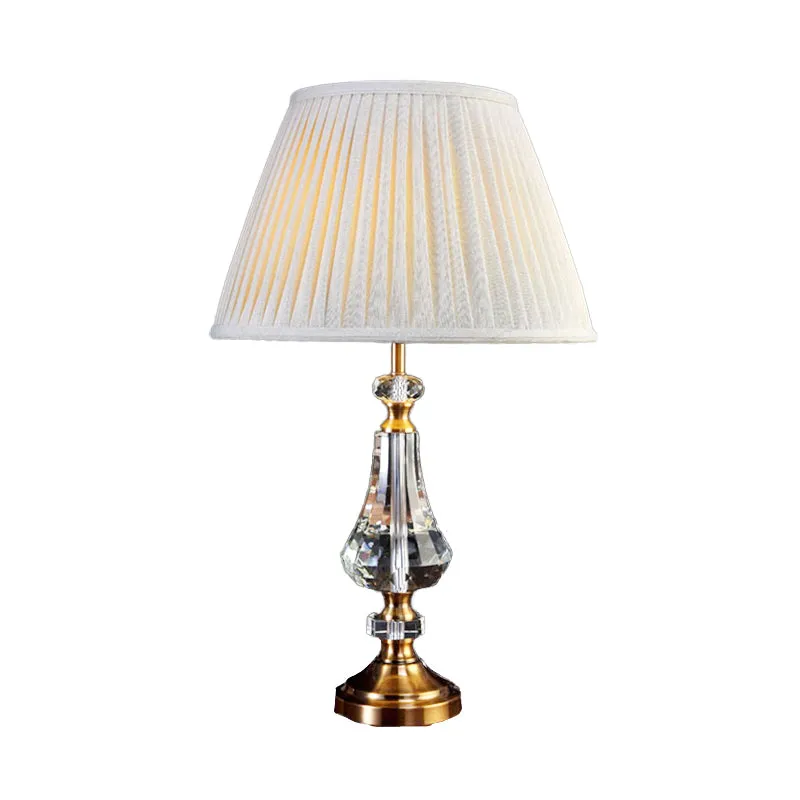 Lampe de table courbée contemporaine en cristal taillé à la main, 1 ampoule, lampe de lecture en gris Clearhalo
