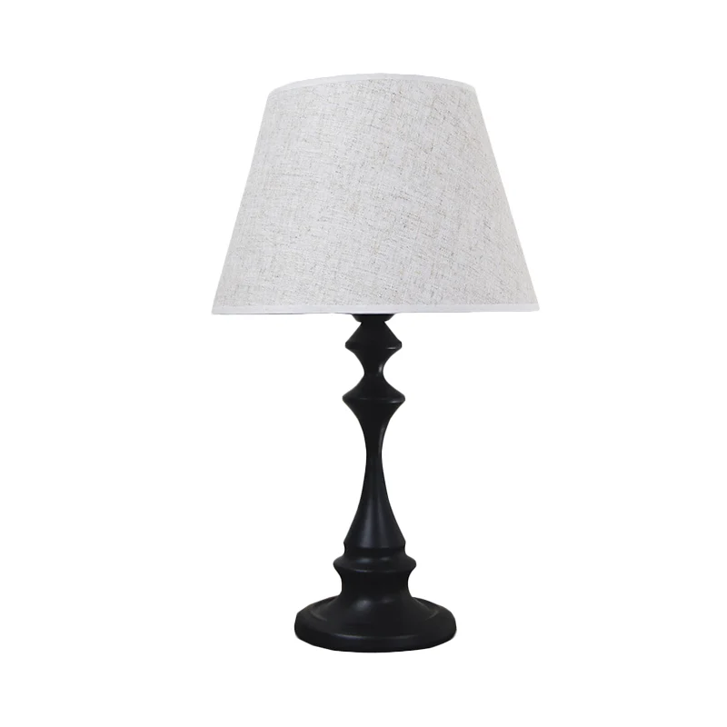 Lampe de table d'étude à 1 ampoule, petite lampe de bureau blanche moderne avec large abat-jour en tissu évasé Clearhalo
