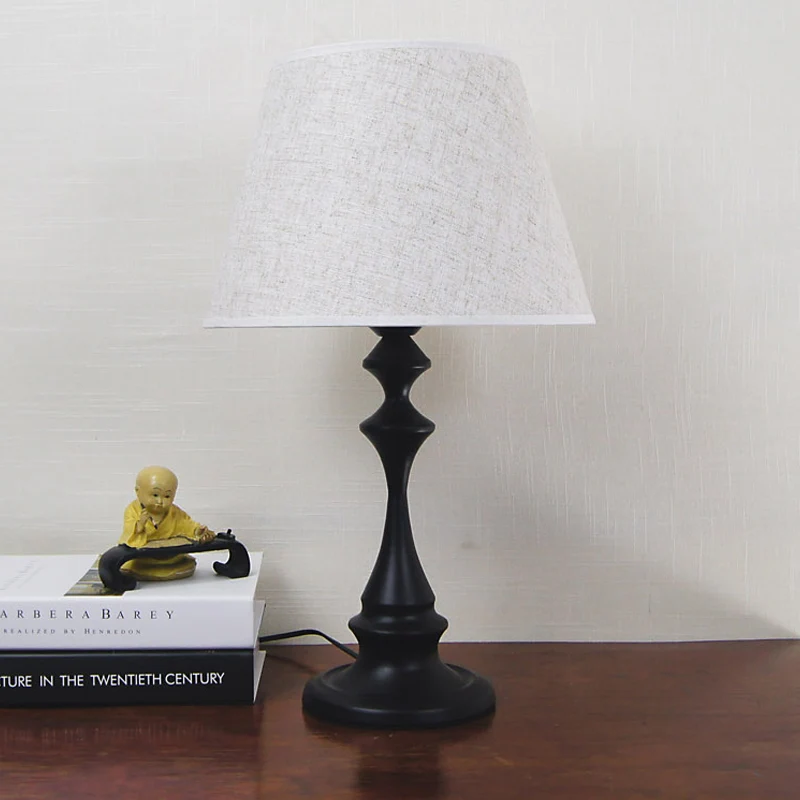 Lampe de table d'étude à 1 ampoule, petite lampe de bureau blanche moderne avec large abat-jour en tissu évasé Clearhalo