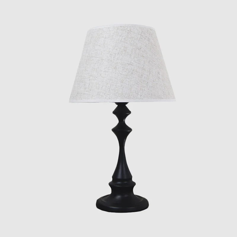 Lampe de table d'étude à 1 ampoule, petite lampe de bureau blanche moderne avec large abat-jour en tissu évasé Clearhalo