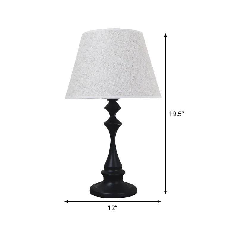 Lampe de table d'étude à 1 ampoule, petite lampe de bureau blanche moderne avec large abat-jour en tissu évasé Clearhalo