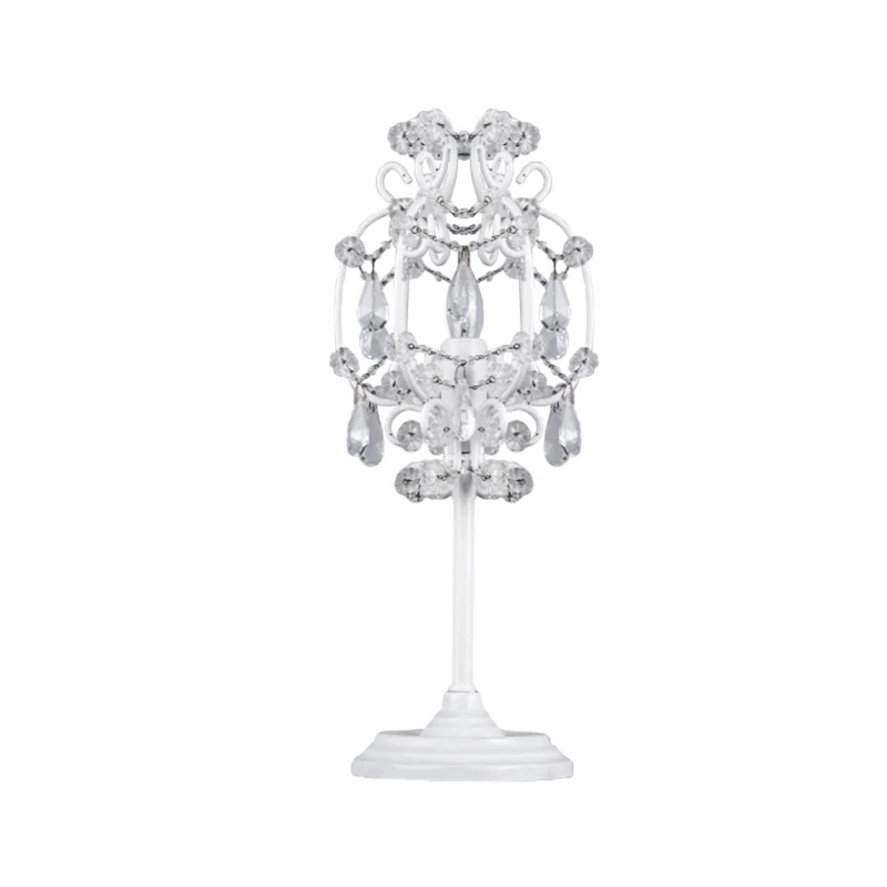 Lampe de table lanterne de style rétro en métal, éclairage de table de chevet à 1 lumière en blanc/or avec gouttes de cris...
