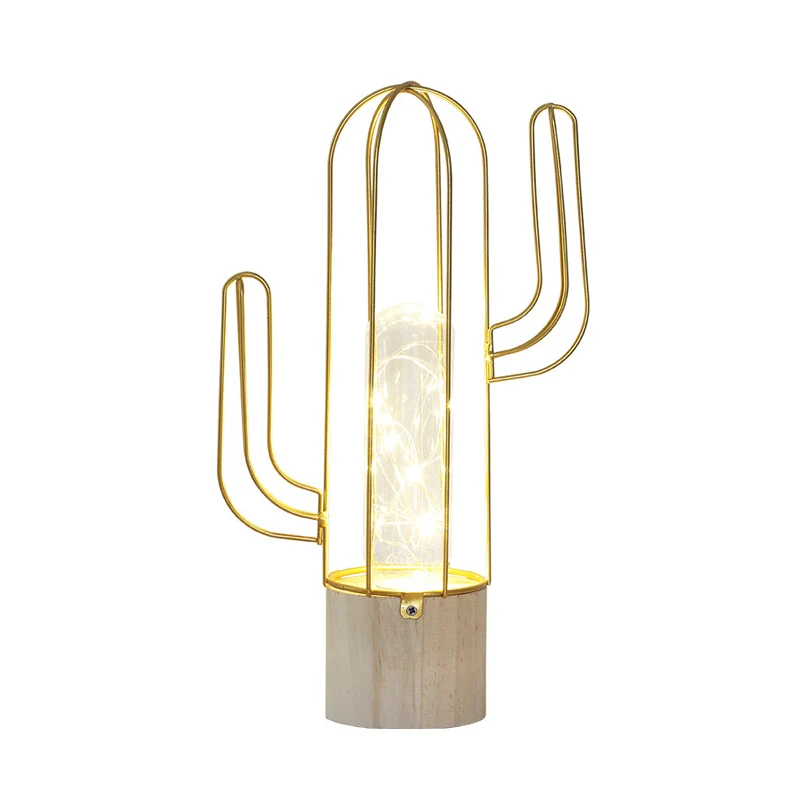 Lampe de table LED rechargeable en verre transparent pour enfants avec capsule de protection en forme de cactus et cage en...