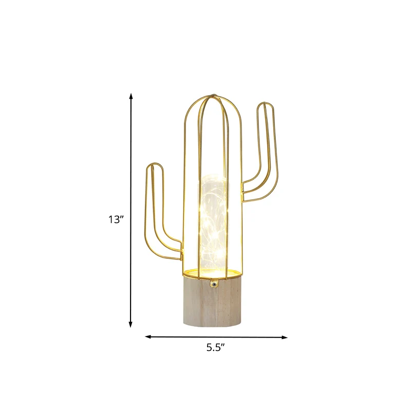 Lampe de table LED rechargeable en verre transparent pour enfants avec capsule de protection en forme de cactus et cage en...