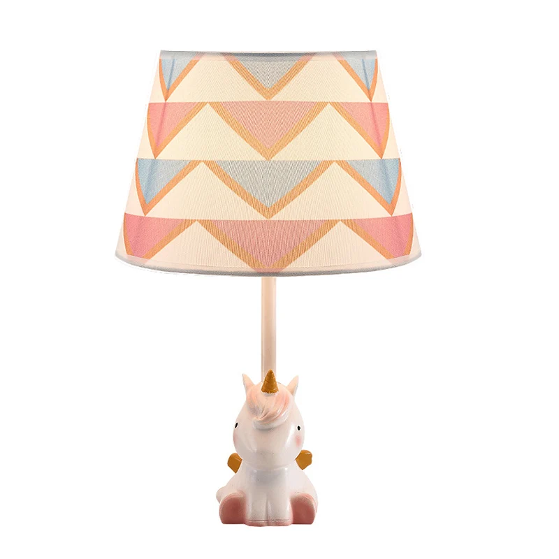 Lampe de table licorne rose, lampe de table de chevet en résine à 1 tête avec abat-jour empire à motifs Clearhalo