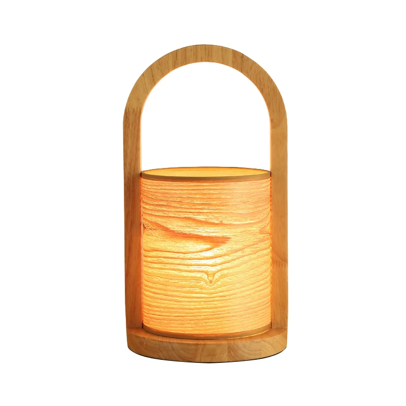 Lampe de table de nuit à anneau ovale en bois, lampe de table de nuit moderniste à 1 tête avec abat-jour en tube Clearhalo