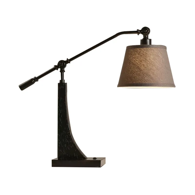 Lampe de table de nuit blanche à 1 lumière, lampe de table de chevet conique en tissu country avec conception de conduite...