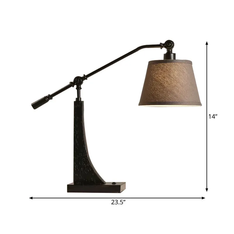 Lampe de table de nuit blanche à 1 lumière, lampe de table de chevet conique en tissu country avec conception de conduite...