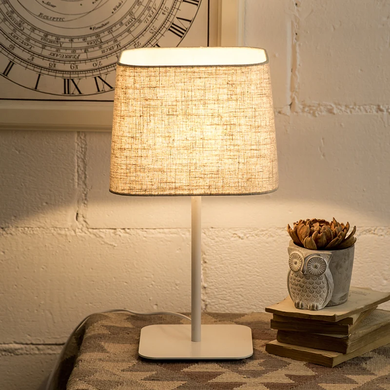 Lampe de Table de nuit blanche moderne, 1 ampoule, pour salon, bureau, avec abat-jour en tissu pagode Clearhalo