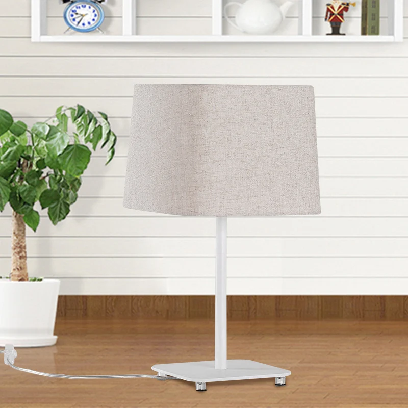 Lampe de Table de nuit blanche moderne, 1 ampoule, pour salon, bureau, avec abat-jour en tissu pagode Clearhalo