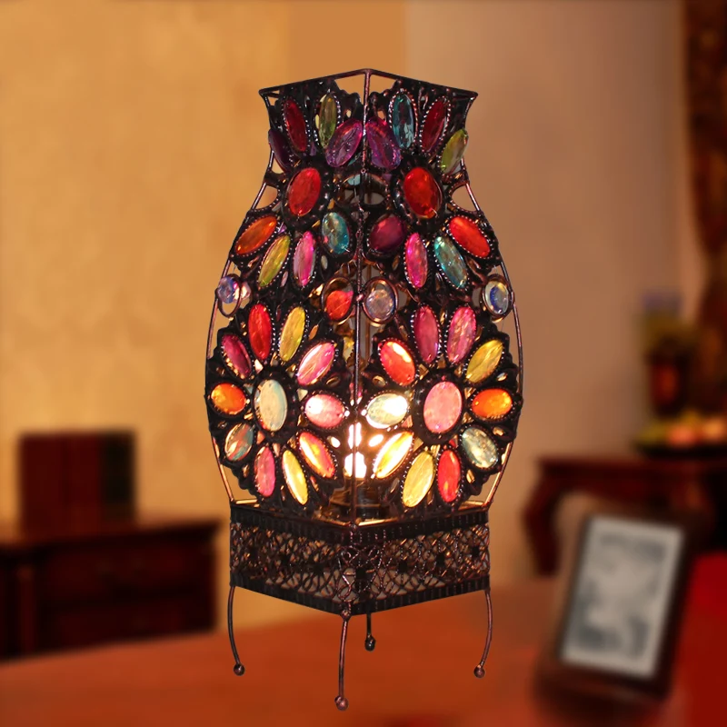 Lampe de table de nuit bohème courbée, 1 tête, éclairage de table de chevet en métal en cuivre pour le salon Clearhalo