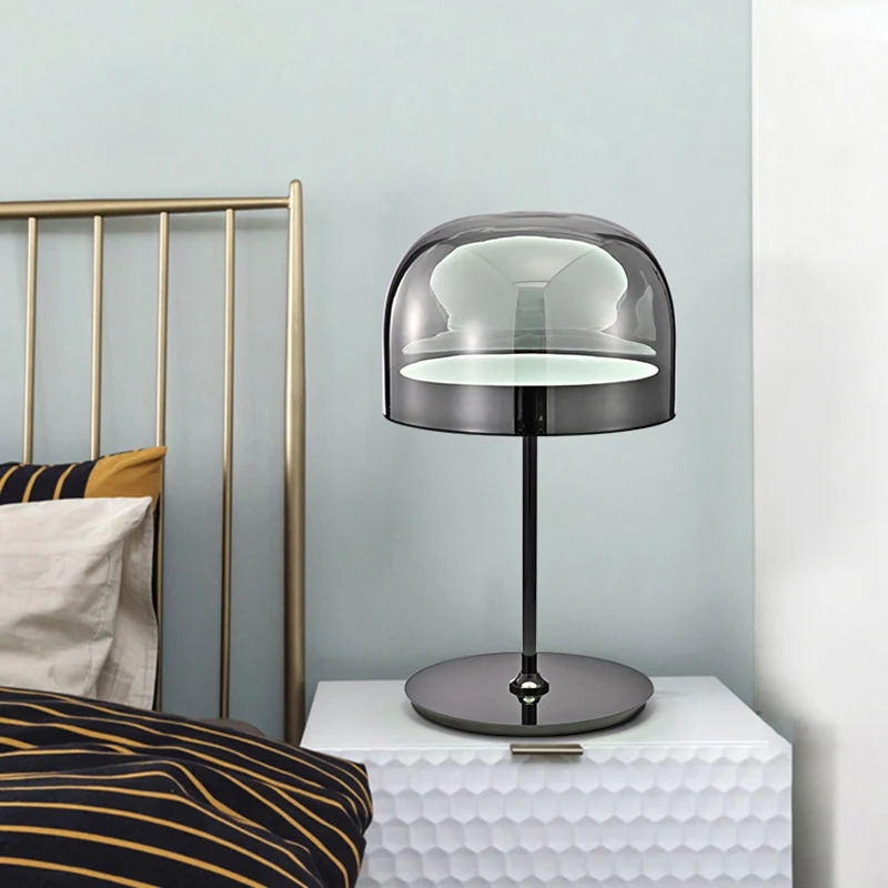 Lampe de Table de nuit en forme de dôme en verre, lampe de chevet LED de Style nordique pour chambre à coucher Clearhalo