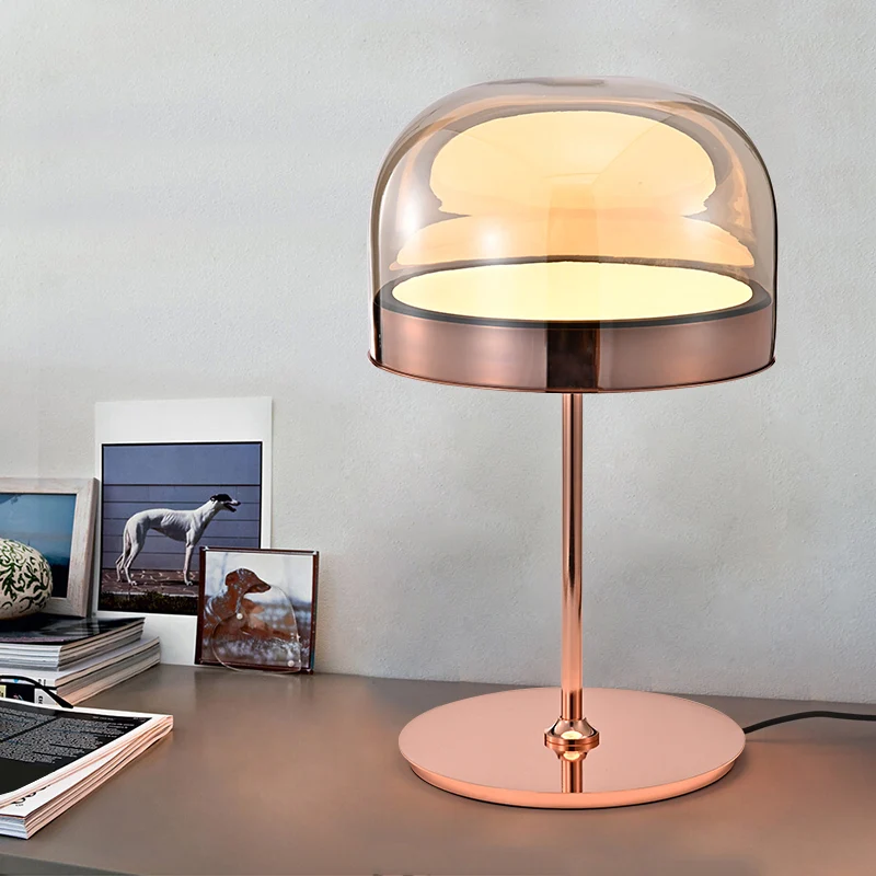 Lampe de Table de nuit en forme de dôme en verre, lampe de chevet LED de Style nordique pour chambre à coucher Clearhalo