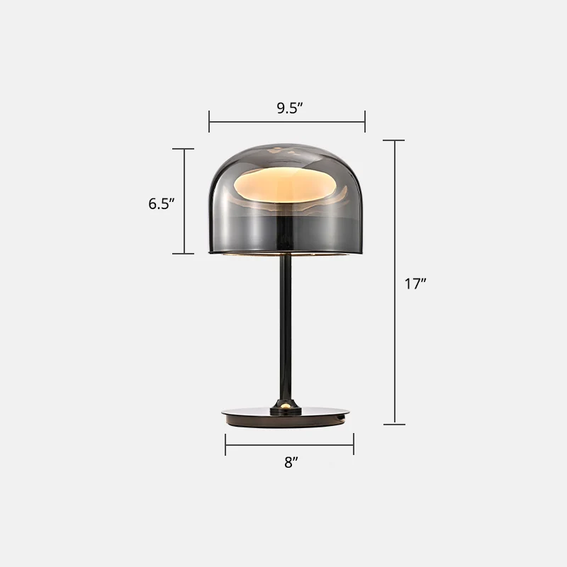 Lampe de Table de nuit en forme de dôme en verre, lampe de chevet LED de Style nordique pour chambre à coucher Clearhalo