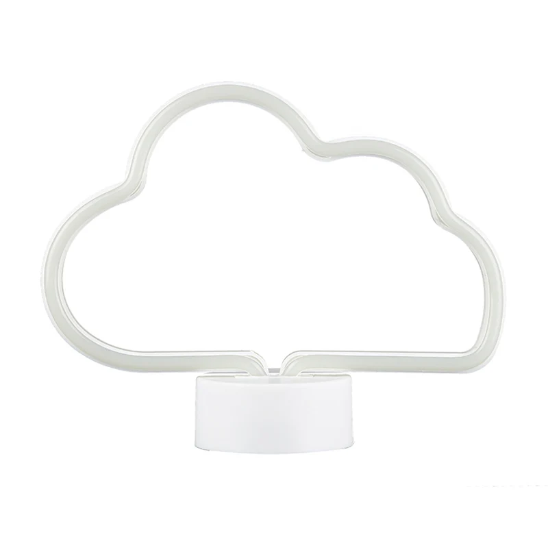 Lampe de Table de nuit en forme de nuage en plastique, LED à piles, éclairage de Table de chevet blanc Clearhalo
