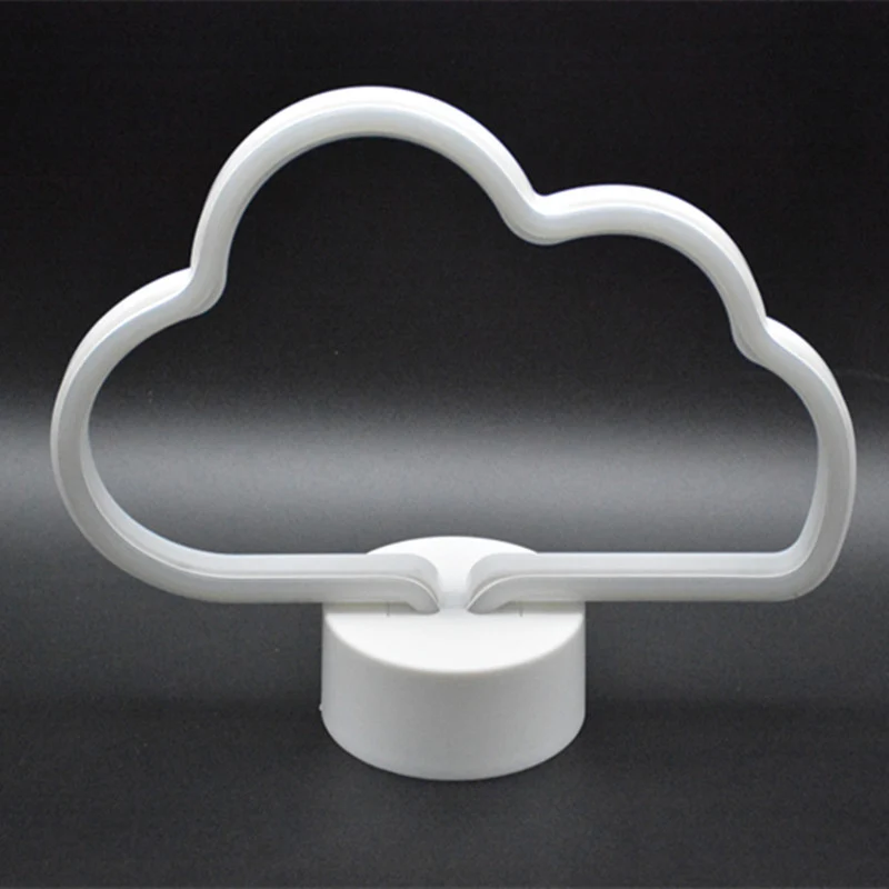 Lampe de Table de nuit en forme de nuage en plastique, LED à piles, éclairage de Table de chevet blanc Clearhalo