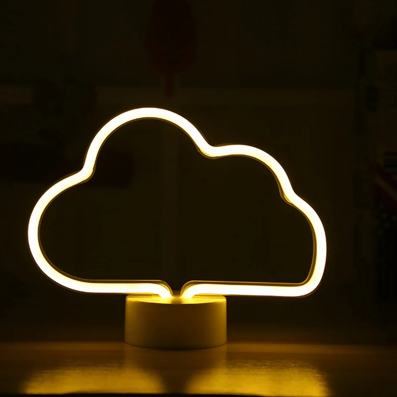 Lampe de Table de nuit en forme de nuage en plastique, LED à piles, éclairage de Table de chevet blanc Clearhalo