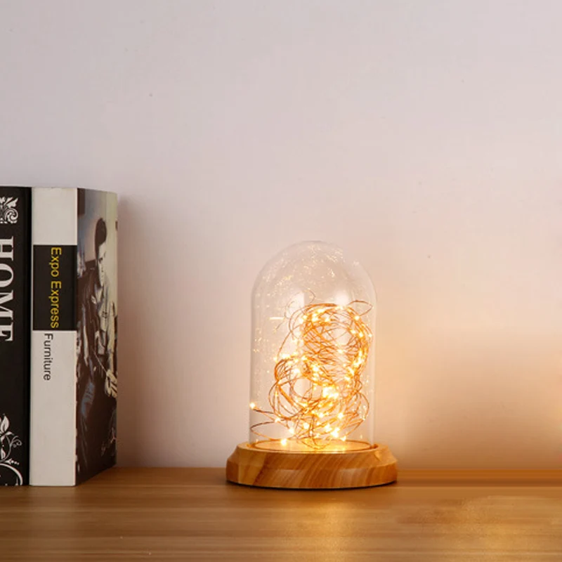 Lampe de table de nuit LED moderne, cloche beige, lampe de bureau enfichable avec abat-jour en verre transparent, base en...