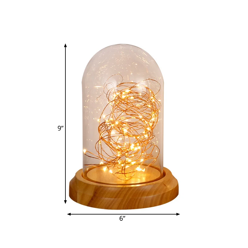 Lampe de table de nuit LED moderne, cloche beige, lampe de bureau enfichable avec abat-jour en verre transparent, base en...