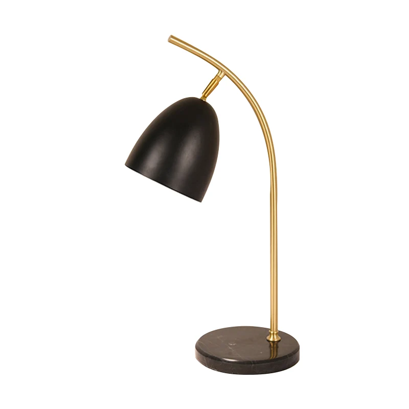 Lampe de table de nuit moderne à 1 ampoule avec abat-jour en métal, finition blanche/noire, lampe de bureau en forme de cl...