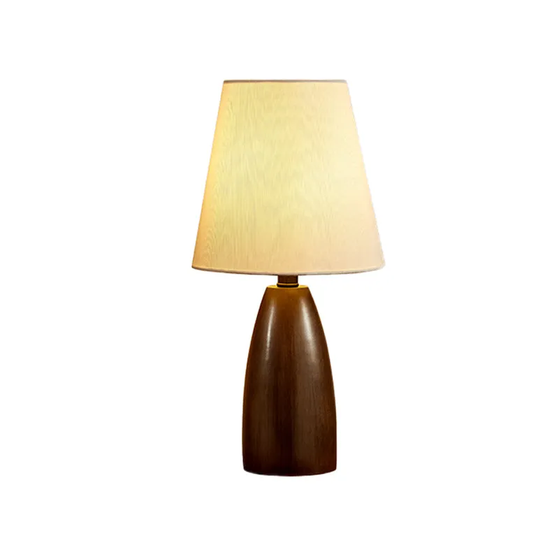 Lampe de table de nuit en pot de résine, ampoule simple nordique, lampe de Table marron avec abat-jour en tissu à cône pro...