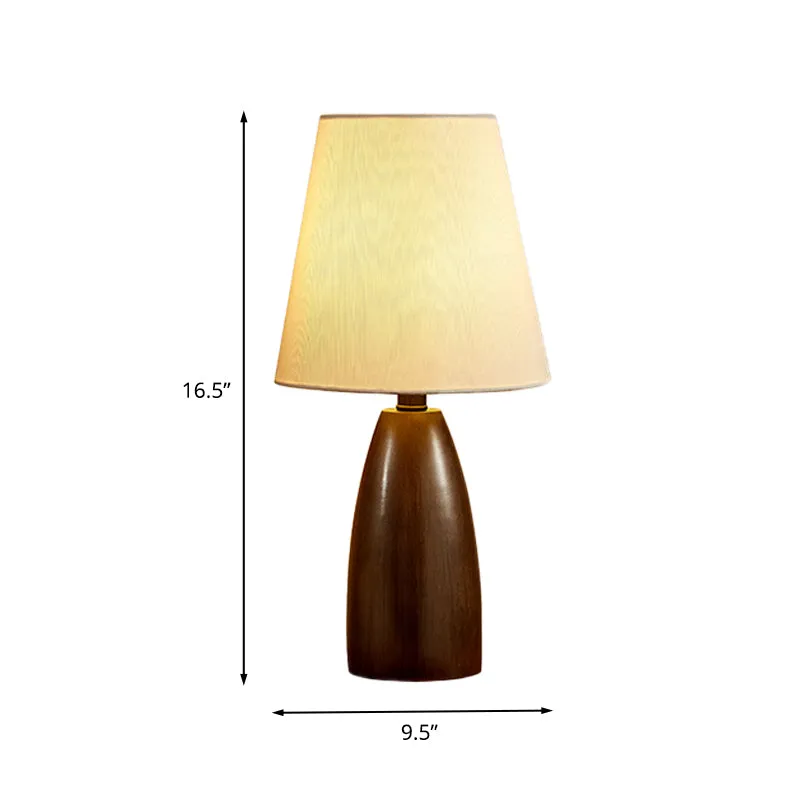 Lampe de table de nuit en pot de résine, ampoule simple nordique, lampe de Table marron avec abat-jour en tissu à cône pro...