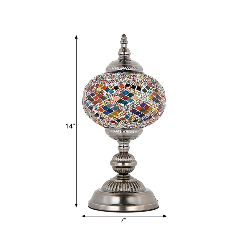 Lampe de Table de nuit tour chambre à coucher, vitrail méditerranéen, 1 ampoule rouge/bleu/jaune et bleu, lampe de chevet...