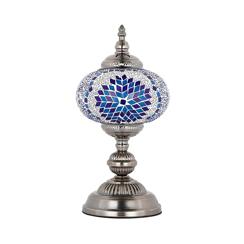 Lampe de Table de nuit tour chambre à coucher, vitrail méditerranéen, 1 ampoule rouge/bleu/jaune et bleu, lampe de chevet...