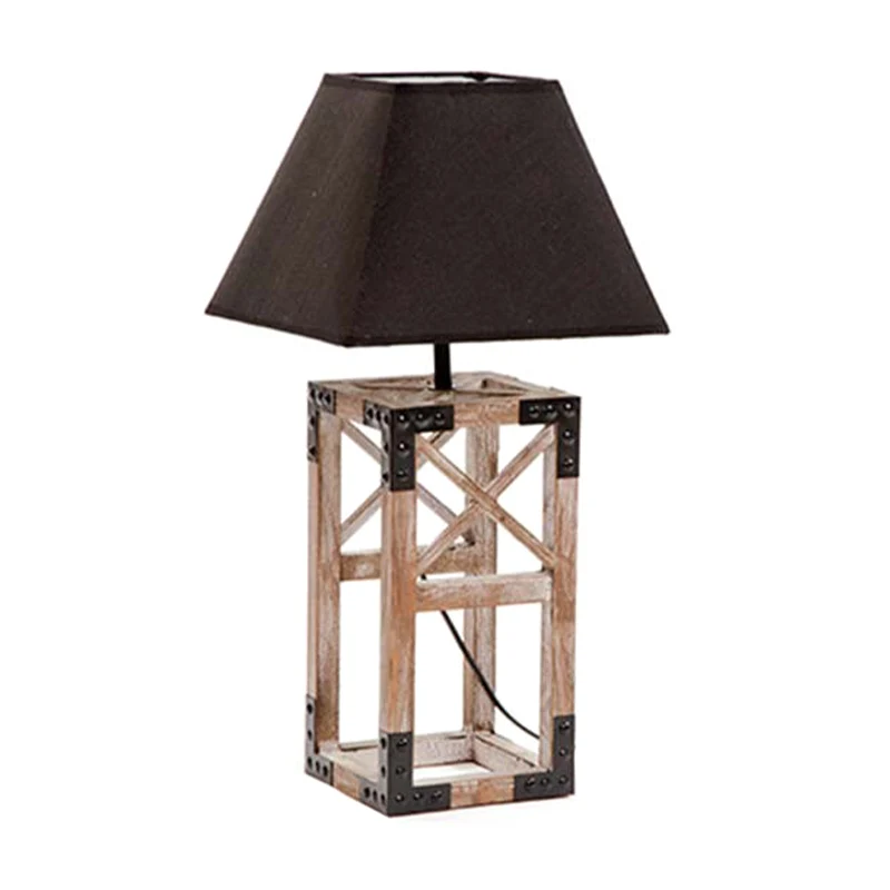 Lampe de table de nuit trapézoïdale finition blanche/noire, lampe de table de nuit moderniste en tissu à 1 ampoule avec ca...