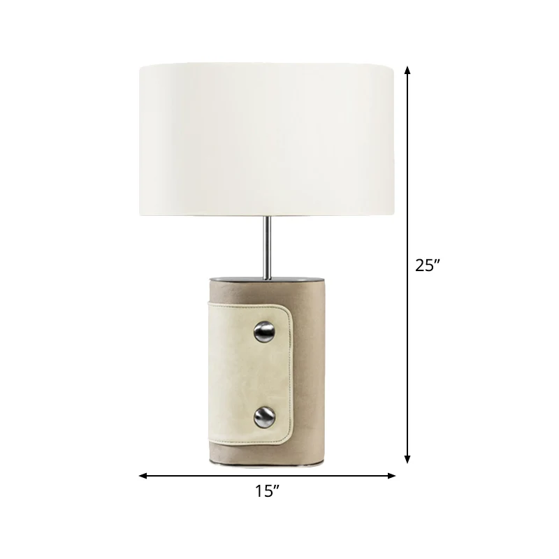 Lampe de table ombragée en tissu contemporain, petite lampe de bureau à 1 tête en blanc pour chambre à coucher Clearhalo