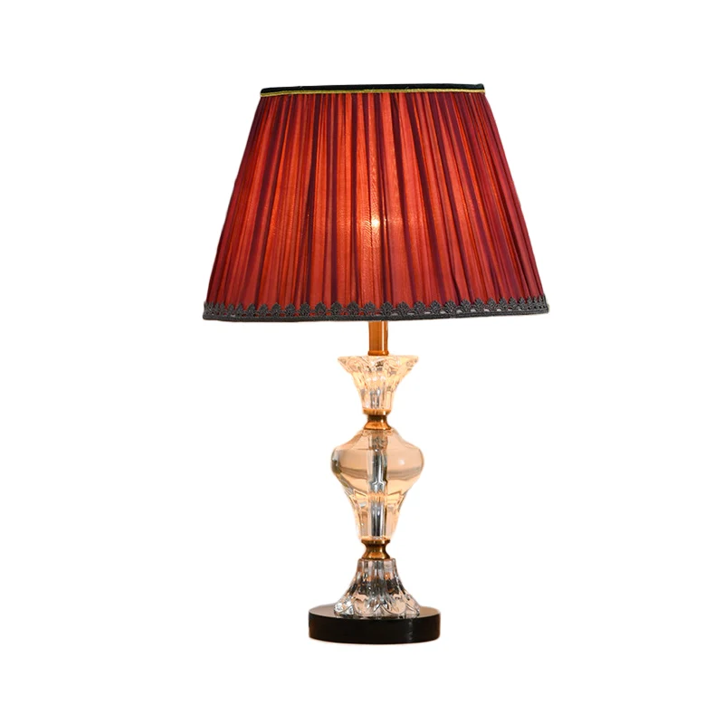 Lampe de table de salon à 1 tête Lampe de lecture moderniste rouge/bleue avec abat-jour conique en tissu Clearhalo