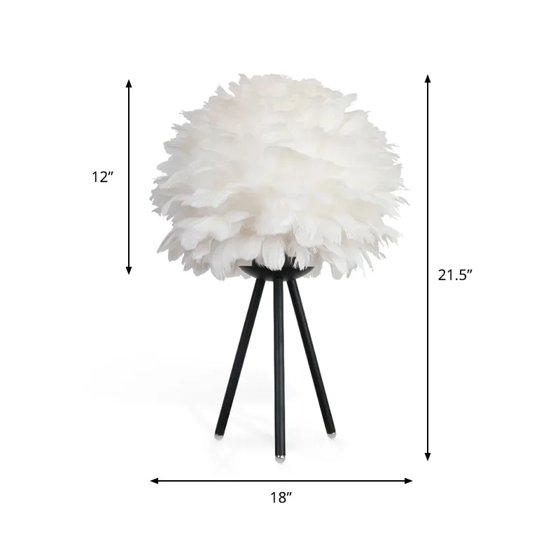 Lampe de table de salon à 1 tête, petite lampe de bureau blanche moderne avec abat-jour en tissu fleuri Clearhalo