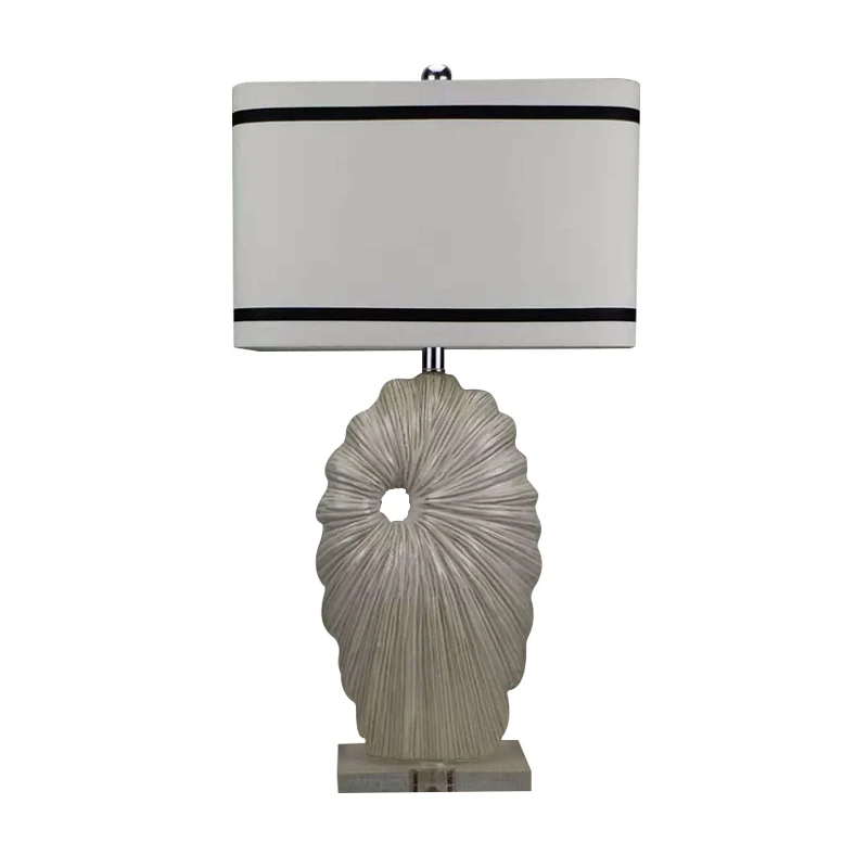 Lampe de table en tissu noir et blanc, abat-jour rectangulaire, 1 tête, lampe de table de style antique avec base en porce...