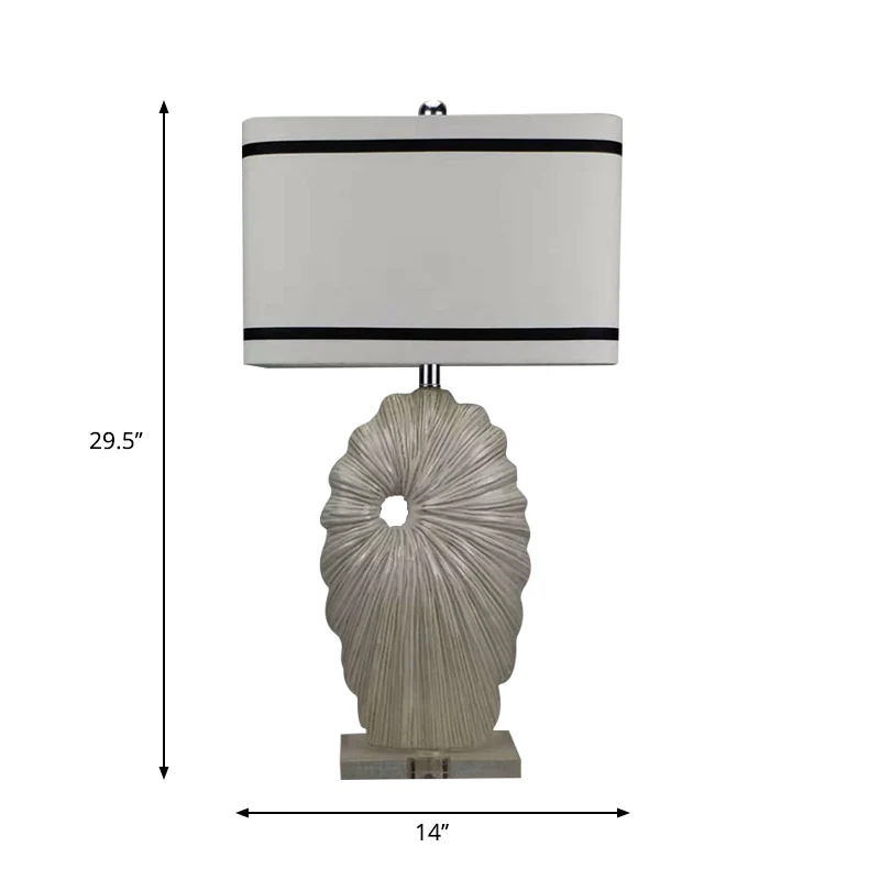 Lampe de table en tissu noir et blanc, abat-jour rectangulaire, 1 tête, lampe de table de style antique avec base en porce...