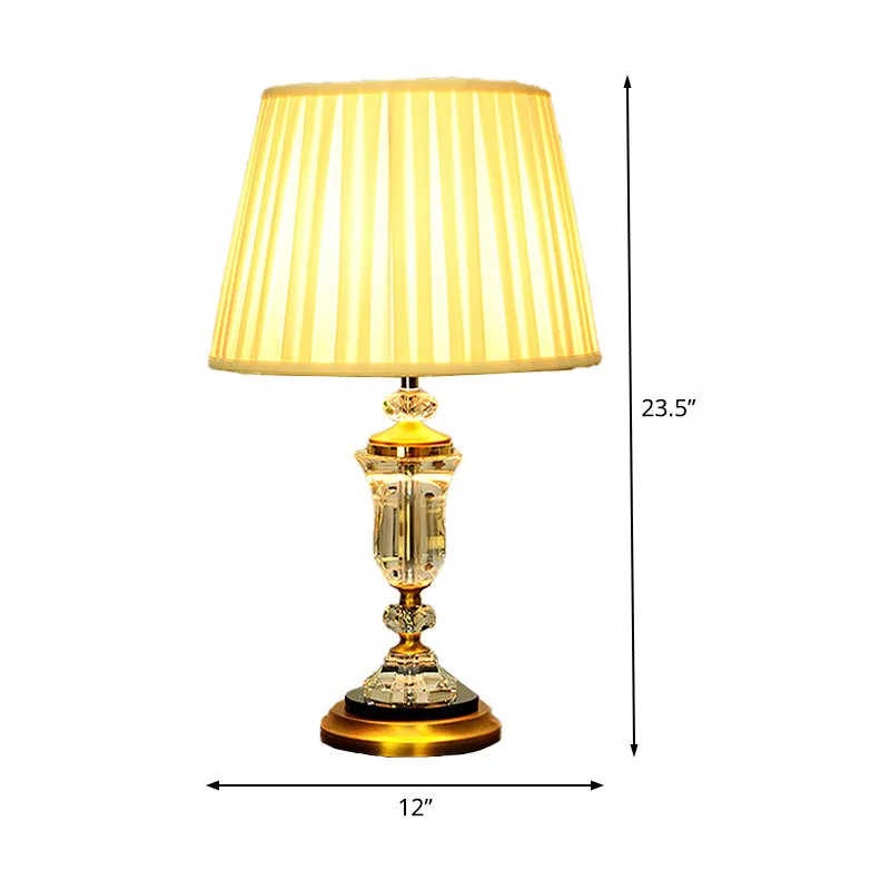 Lampe de table en tissu tonneau moderniste, 1 ampoule, petite lampe de bureau beige pour salle à manger Clearhalo