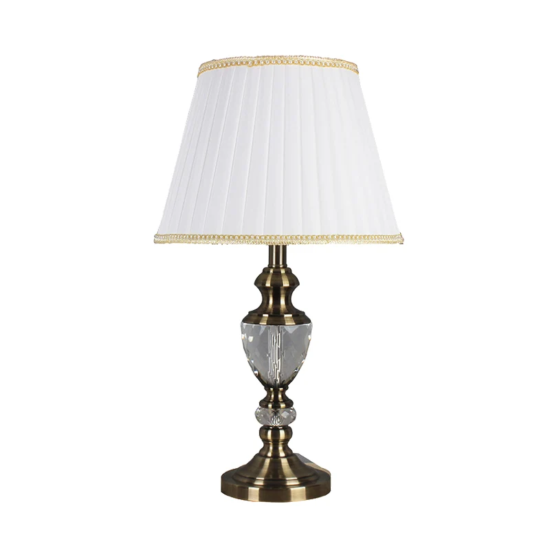 Lampe de table évasée en cristal, tissu moderne, 1 ampoule, petite lampe de bureau en blanc pour le salon Clearhalo