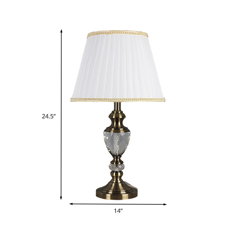 Lampe de table évasée en cristal, tissu moderne, 1 ampoule, petite lampe de bureau en blanc pour le salon Clearhalo
