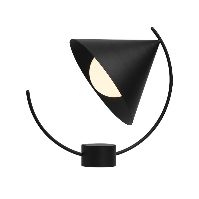 Lampe de table évasée moderne en métal à 1 tête, petite lampe de bureau noire avec abat-jour globe en verre blanc Clearhalo