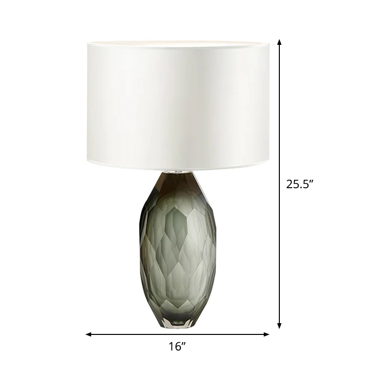 Lampe de travail en cristal à abat-jour droit, tissu moderniste, lampe de bureau à 1 tête en blanc Clearhalo