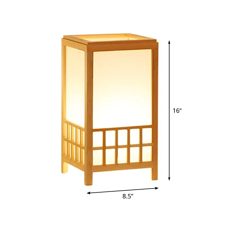 Lampe de travail rectangulaire en bois, petite lampe de bureau chinoise à 1 ampoule en Beige pour restaurant Clearhalo