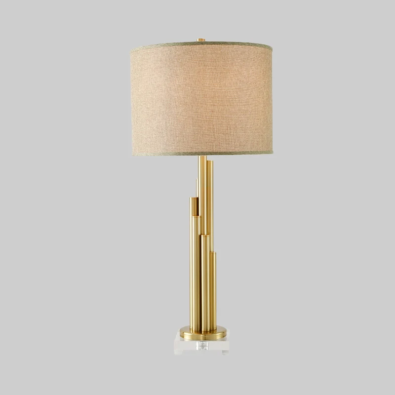Lampe de travail de salle à manger à 1 ampoule, lampe de lecture en lin moderniste avec abat-jour en tissu tambour Clearhalo